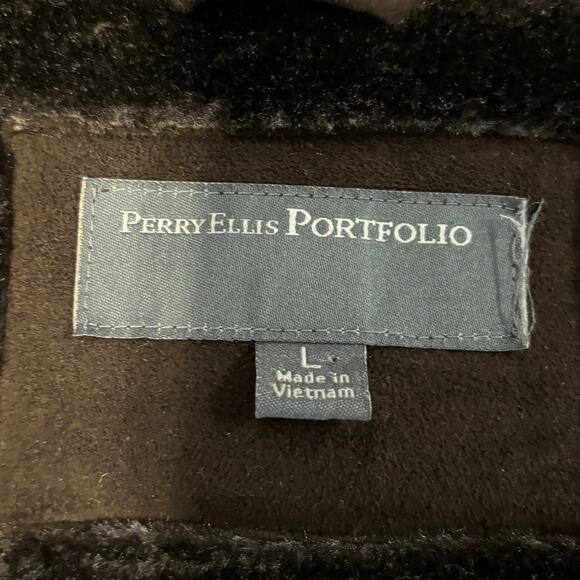 Perry Ellis Winter Jacket Men's Large Brown Faux Suede Faux Fur Lining Full Zip - Picture 4 of 11